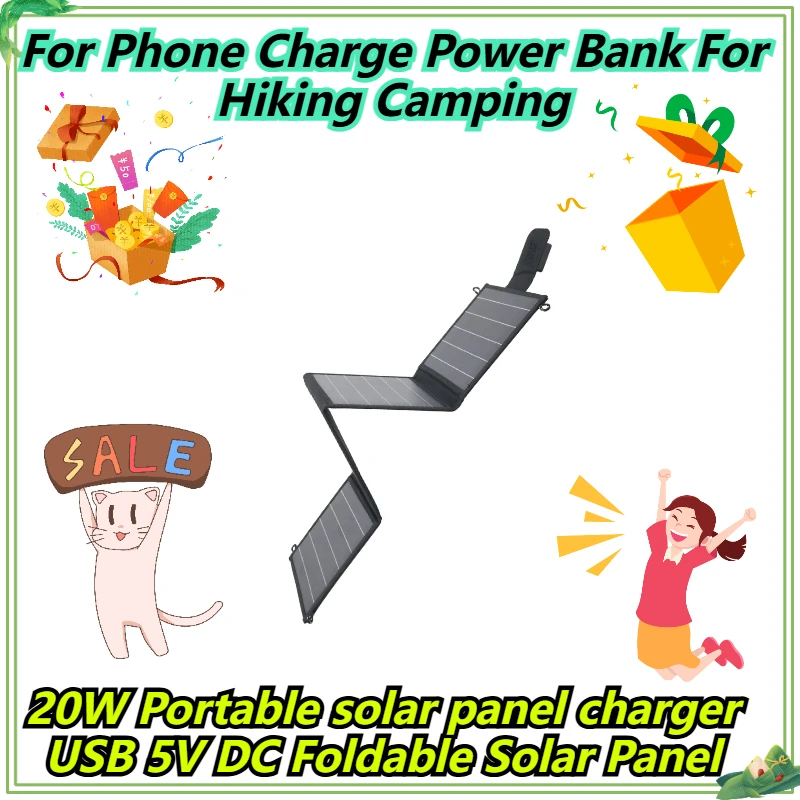 

20W Portable solar panel charger USB 5V DC Foldable Solar Panel For Phone Charge Power Bank For Hiking Camping