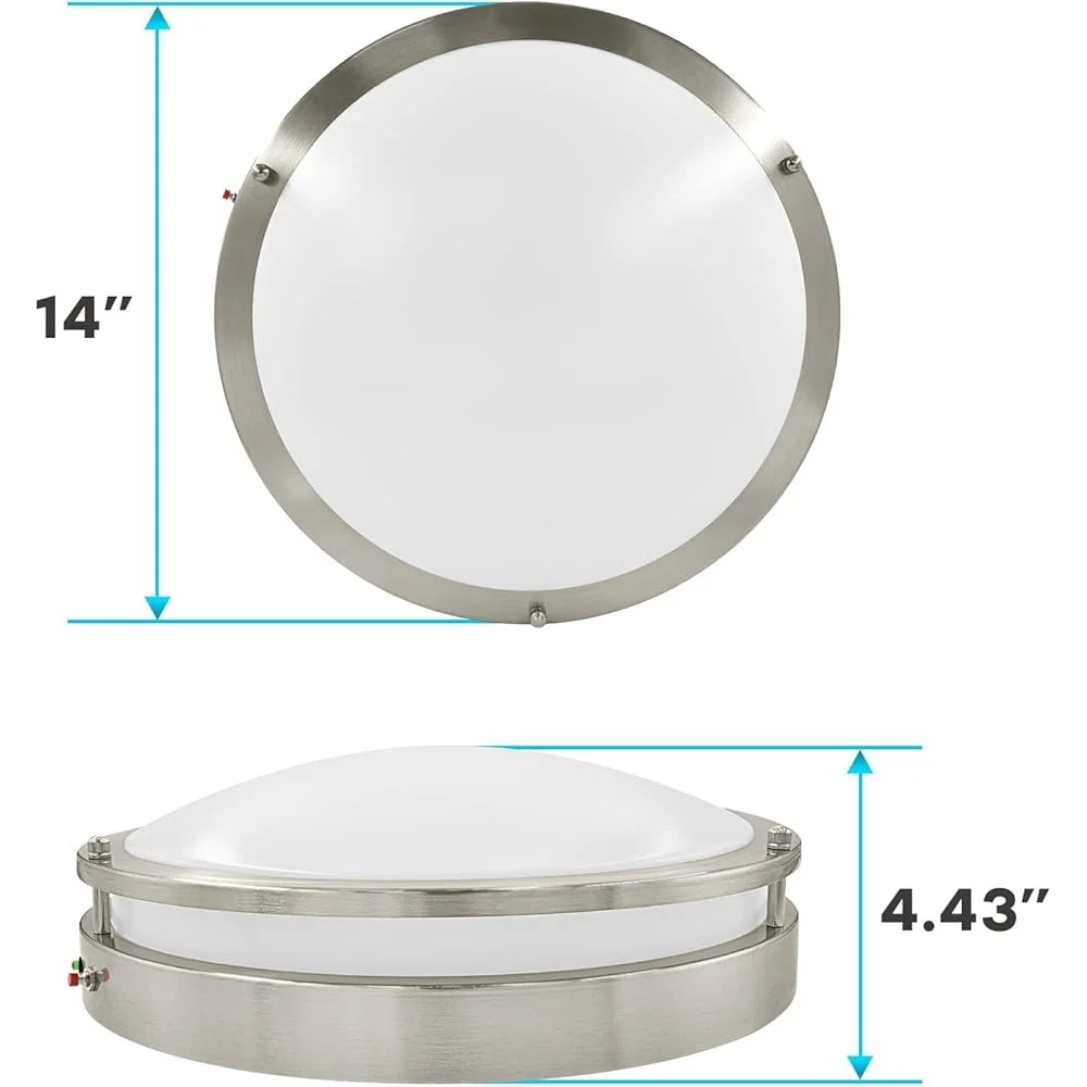 Luz de techo de emergencia de 14 pulgadas con batería de respaldo 18W 5 opciones de color 2700K a 5000K regulable 1440 lúmenes montaje empotrado