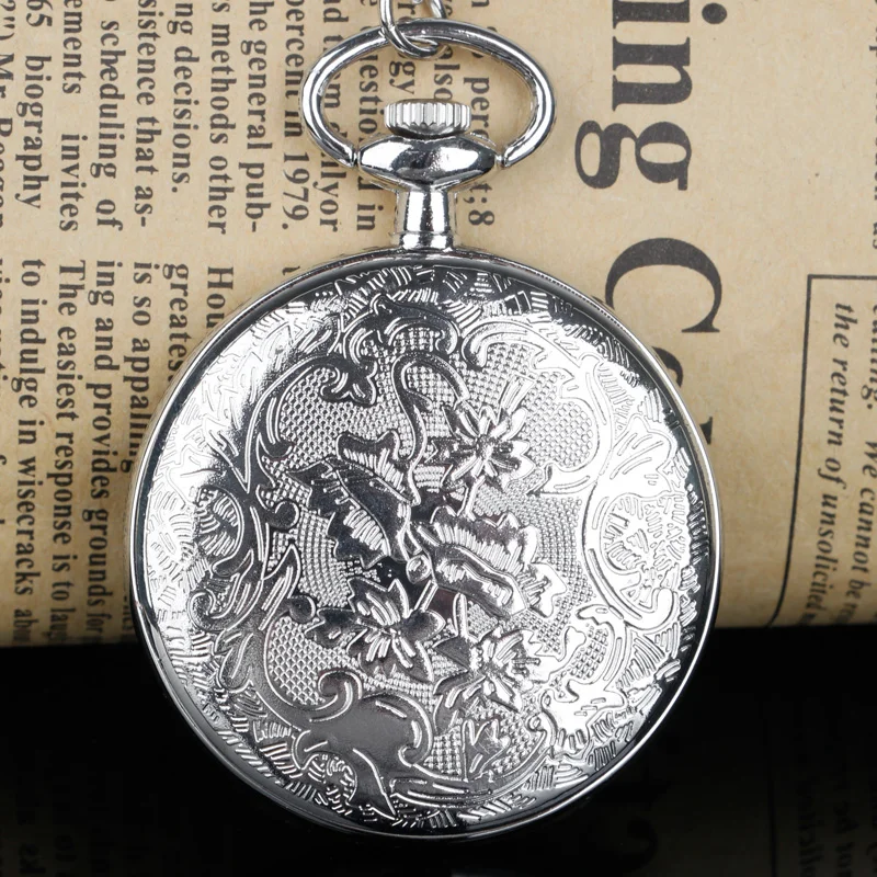 Vintage Roman Literal Transparent Quartz Pocket Watch Without Clamshell Necklace Fashion Stainless Steel Pendant Chain Watch