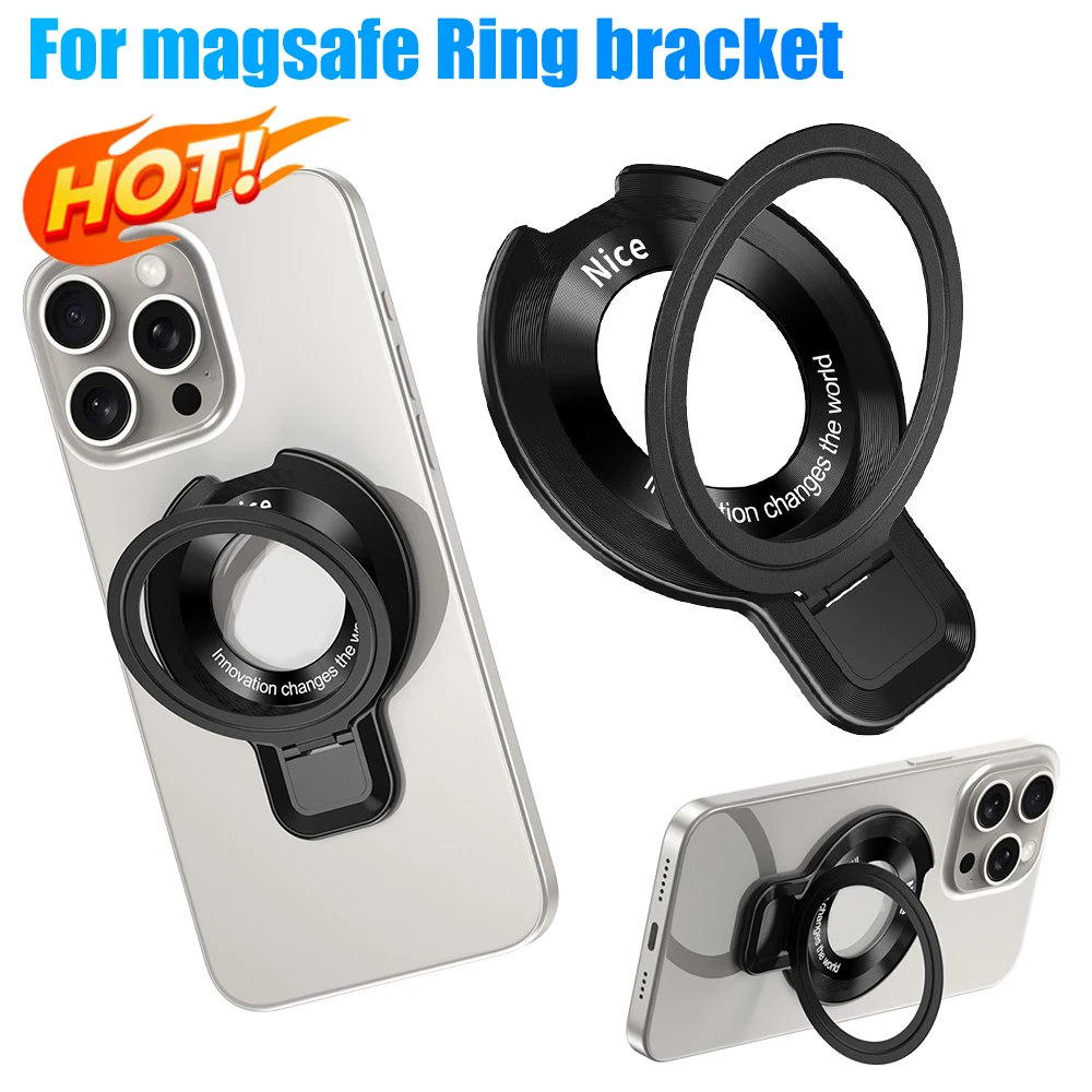 Magnetic Phone Ring Holder Adjustable Strong Magnet Phone Grip Stand Holder 100° Rotation Magnetic Kickstand for iPhone 15