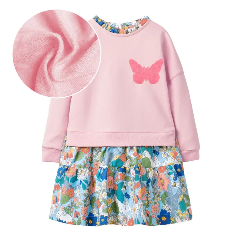 Springen Meter Herbst Winter kinder Mädchen Kleider Regenbogen Perlen Baby Kleidung Prinzessin Kleinkind Kostüm Kleid Heißer Verkauf