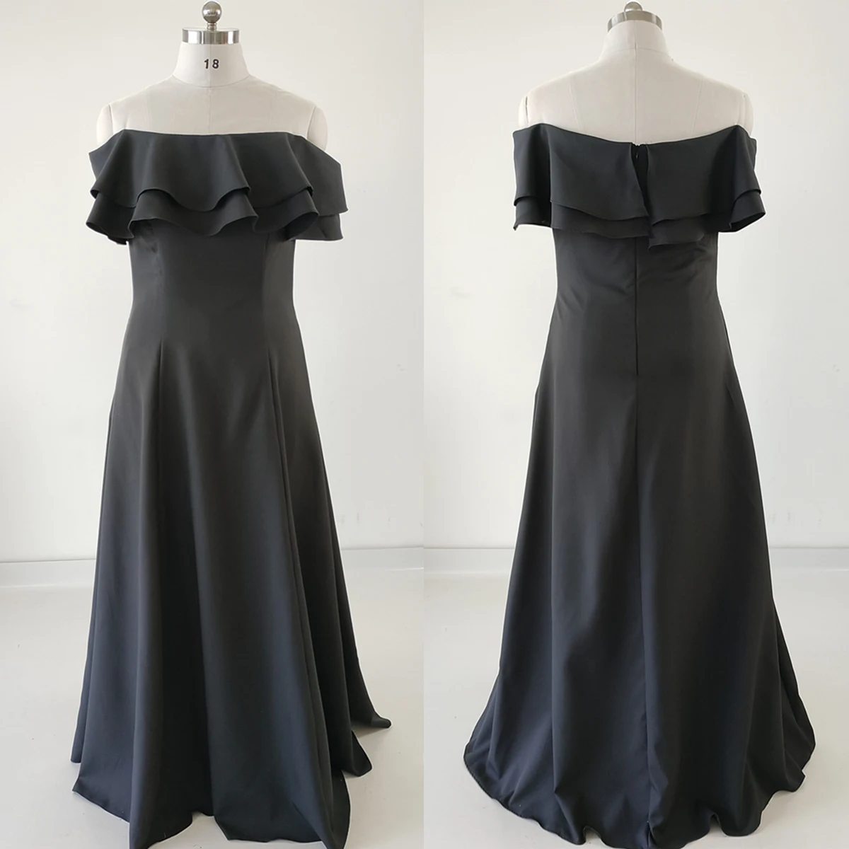 

Real Photo Evening Dresses Plus size Ruffles Off the Shoulder Zipper Back Mermaid Trumpet Floor Length Women Party Formal Gowns