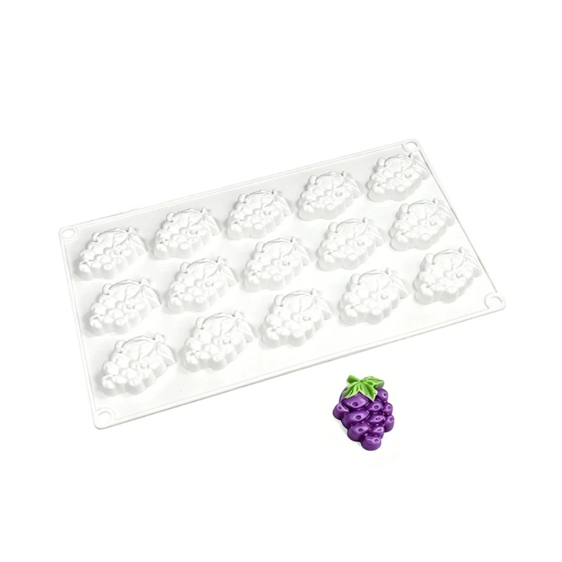 L5BF 15 Cavity Grape Bunch Chocolate Silicone Molds For Baking And DIY Dessert