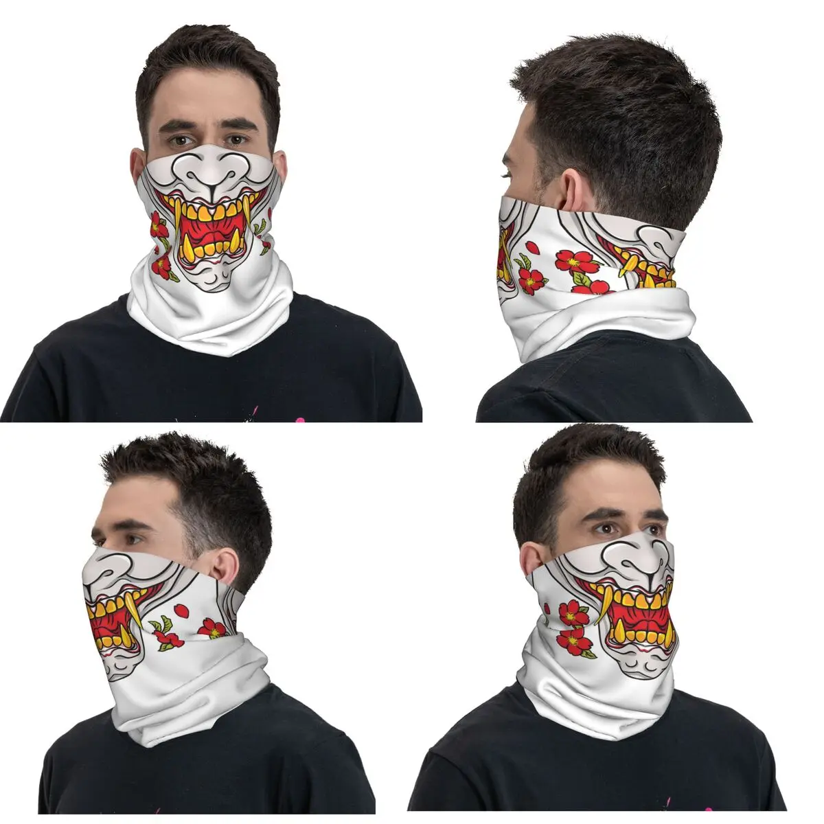 Hannya Bandana Neck Cover Printed Mask Scarf Multifunction Balaclava Outdoor Sports Unisex Adult Washable