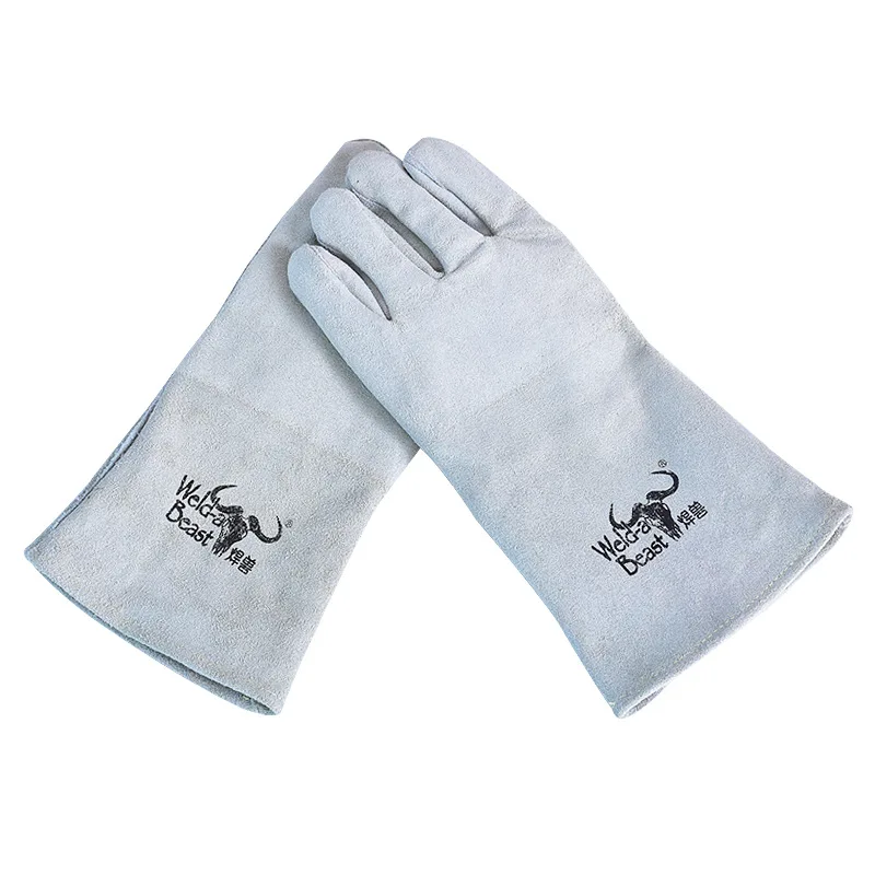 All Cowhide Electric Welding Gloves Welding Beast Double Thickness Welding Heat Insulation Wear-resistant Lengthening Welder