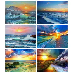 Full Square Diamond Painting Cross Stitch 5D DIY Diamond Embroidery Sea Scenery Rhinestone Pictures Home Decoration