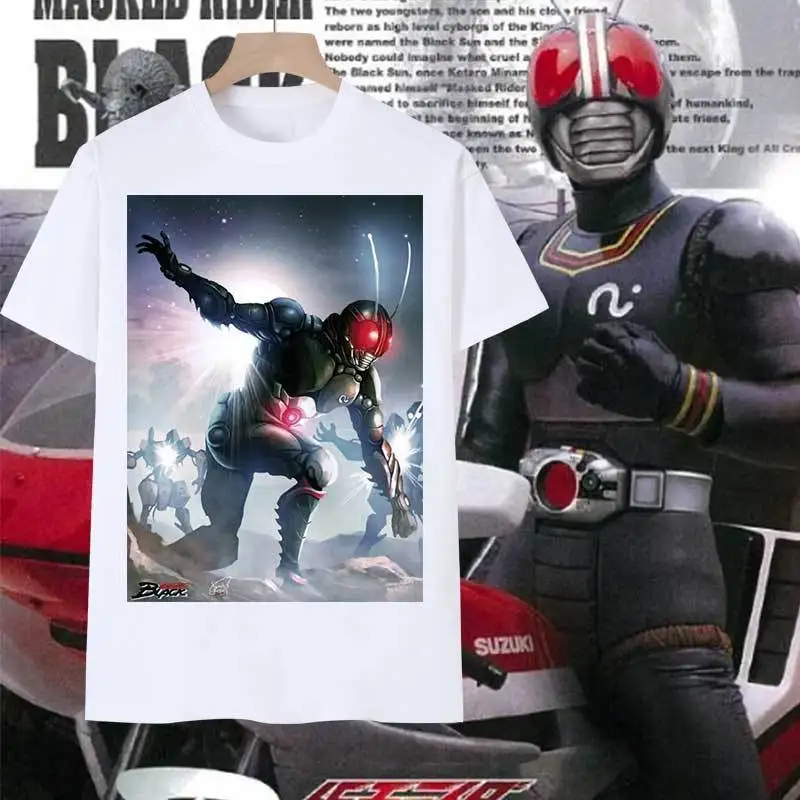 

Japanese Kamen Rider Anime Second Dimensional Summer Special Photo Short Sleeve T-Shirt Loose Peripheral Clothes Crew Neck