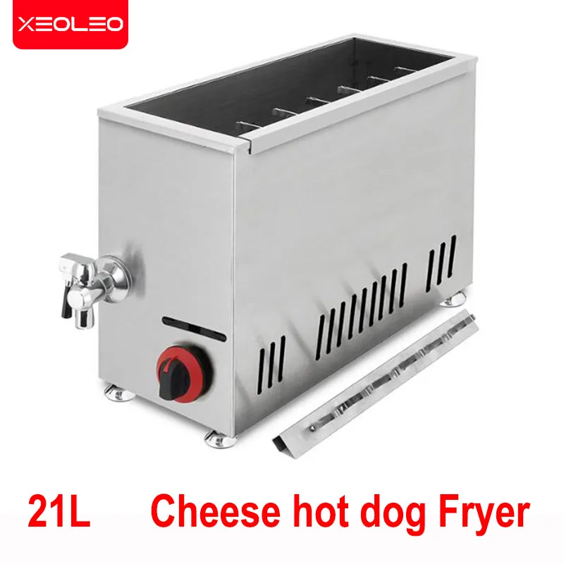 XEOLEO 21L Commercial Fryer Cheese Hot Dog Stick Gas Fryer Large Capacity Cheese Stick Fryer Drawing Hot Dog Stick Fryer