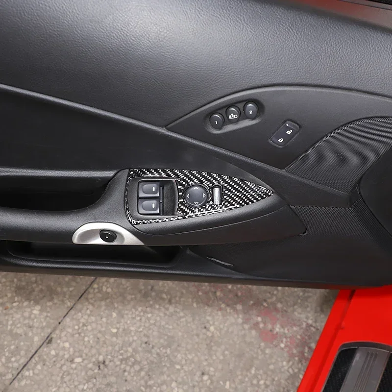 لسيارة شيفروليه كورفيت C6 2005-2013 من ألياف الكربون الناعمة زجاج السيارة مفتاح رفع زر غطاء إطاري ملصق الكسوة للوصول إلى السيارة Soris #6
