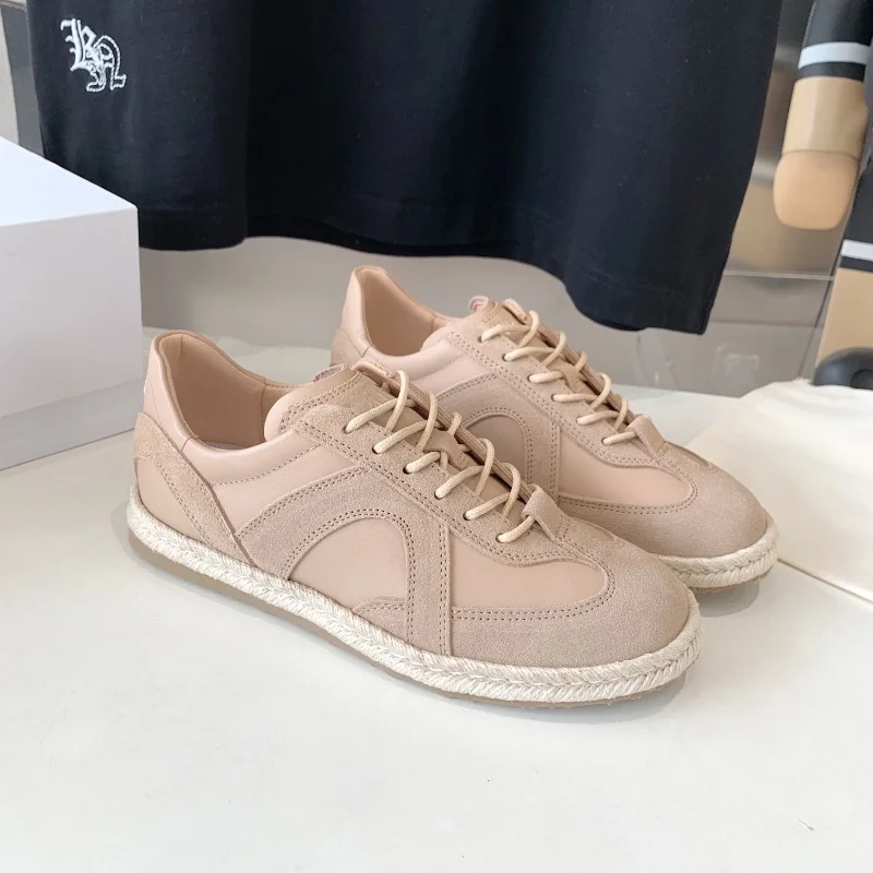 High quality fashionable couple style genuine leather color blocked retro comfortable low top casual shoes fisherman shoes