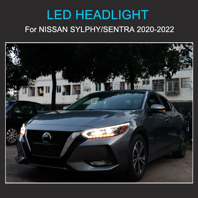 1 Pair Full LED Headlight Assembly for Sentra Sylphy 2020 2021 2022 Plug and Play with LED DRL Dynamic Turning Rear Tail Lamps