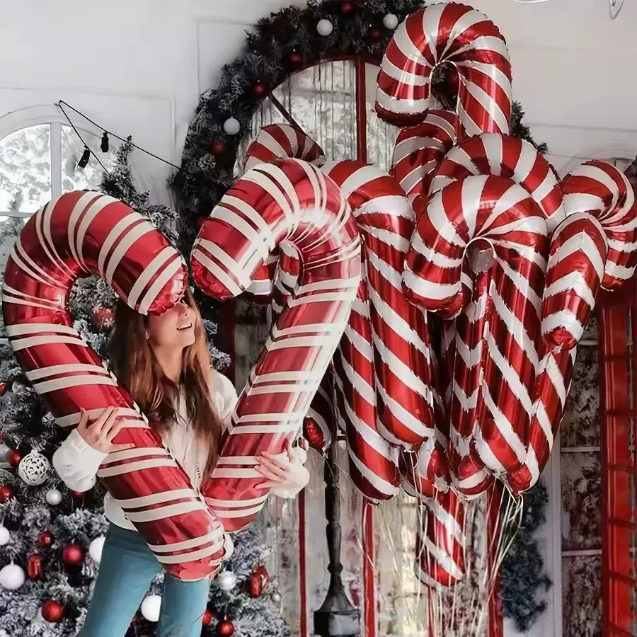 8 stücke Große Weihnachten Zuckerstange Stick Luftballons Outdoor Zuckerstangen Dekor für Weihnachten Dekoration Lieferungen 2025 Navidad Decor liefert
