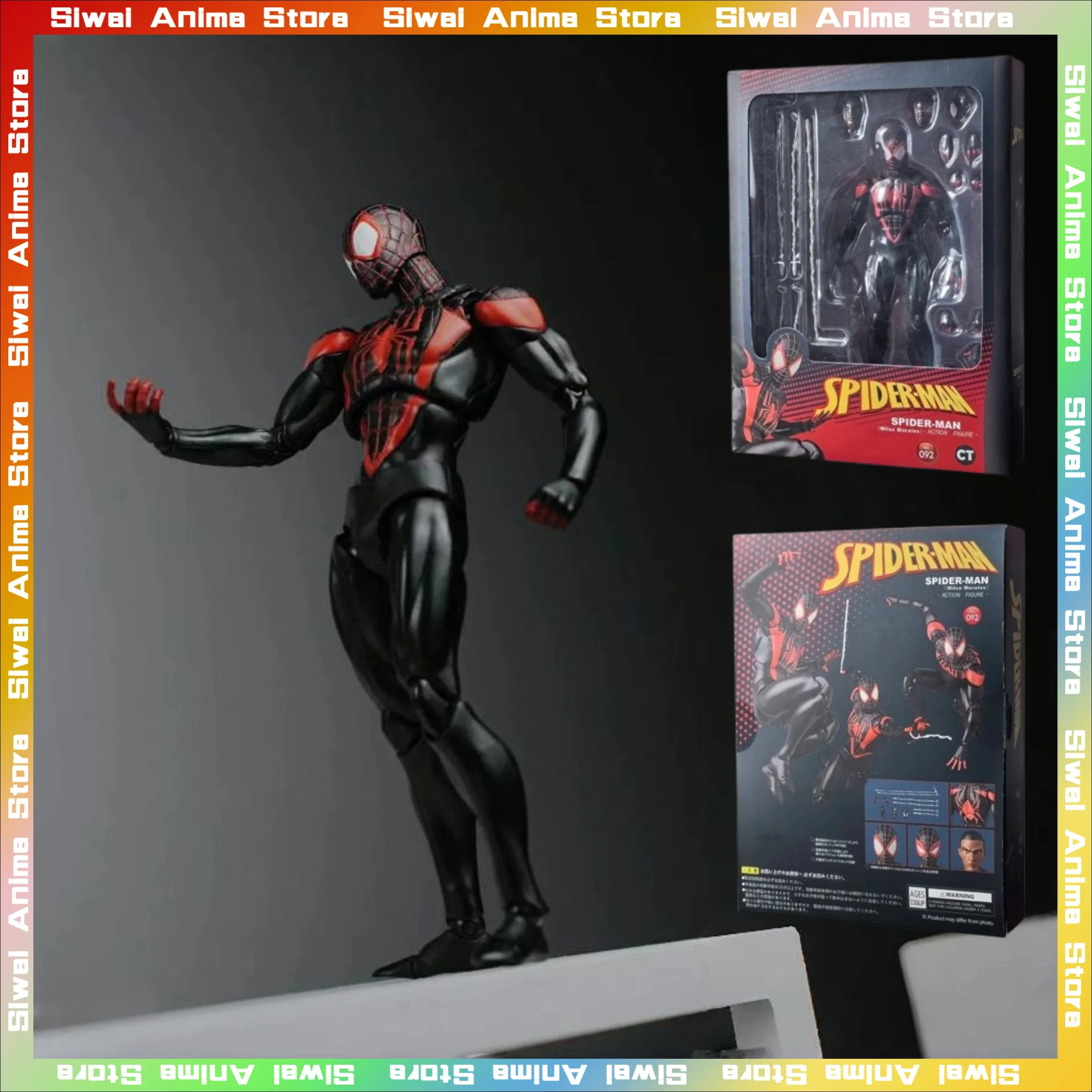 

Ct Toys Spiderman Mafex 092 S.H.Figuarts Spider Man Spider-Verse Miles Morales Anime Action Figure Collection Figurine Model Toy
