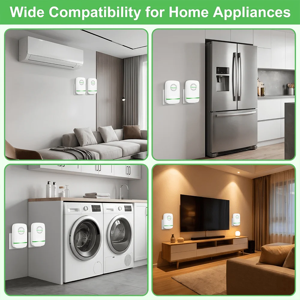 2PC Smart Energy Saver Box, US Plug Current Balancing Voltage Stabilizer, Overheat Auto Shut‑Off Safety Protection, Plug‑In Power Saving Device For Home Appliances, For Refrigerator AC Washing Machine, Home Dorm Must‑Have, Useful For Household Users