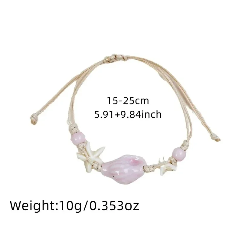 보헤미안 조가비 불가사리 껍질 여성을위한 페르시 팔찌 소녀 Boho 스타일 쉘 페르시 비치 팔찌 쥬얼리 선물 조절 가능