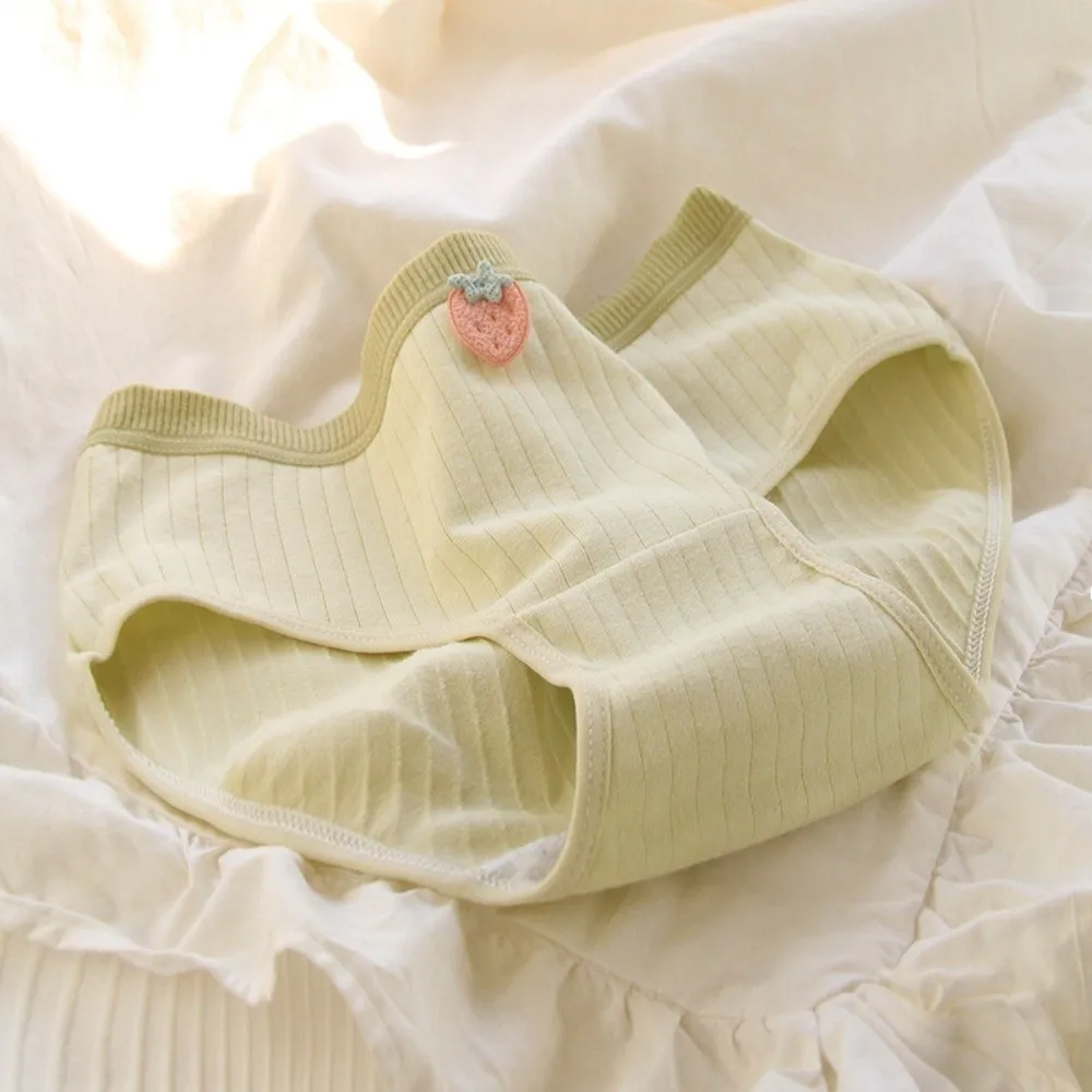 

Комплект из 5 хлопковых трусиков с полосками и клубничным принтом, дышащее женское нижнее белье для девушек