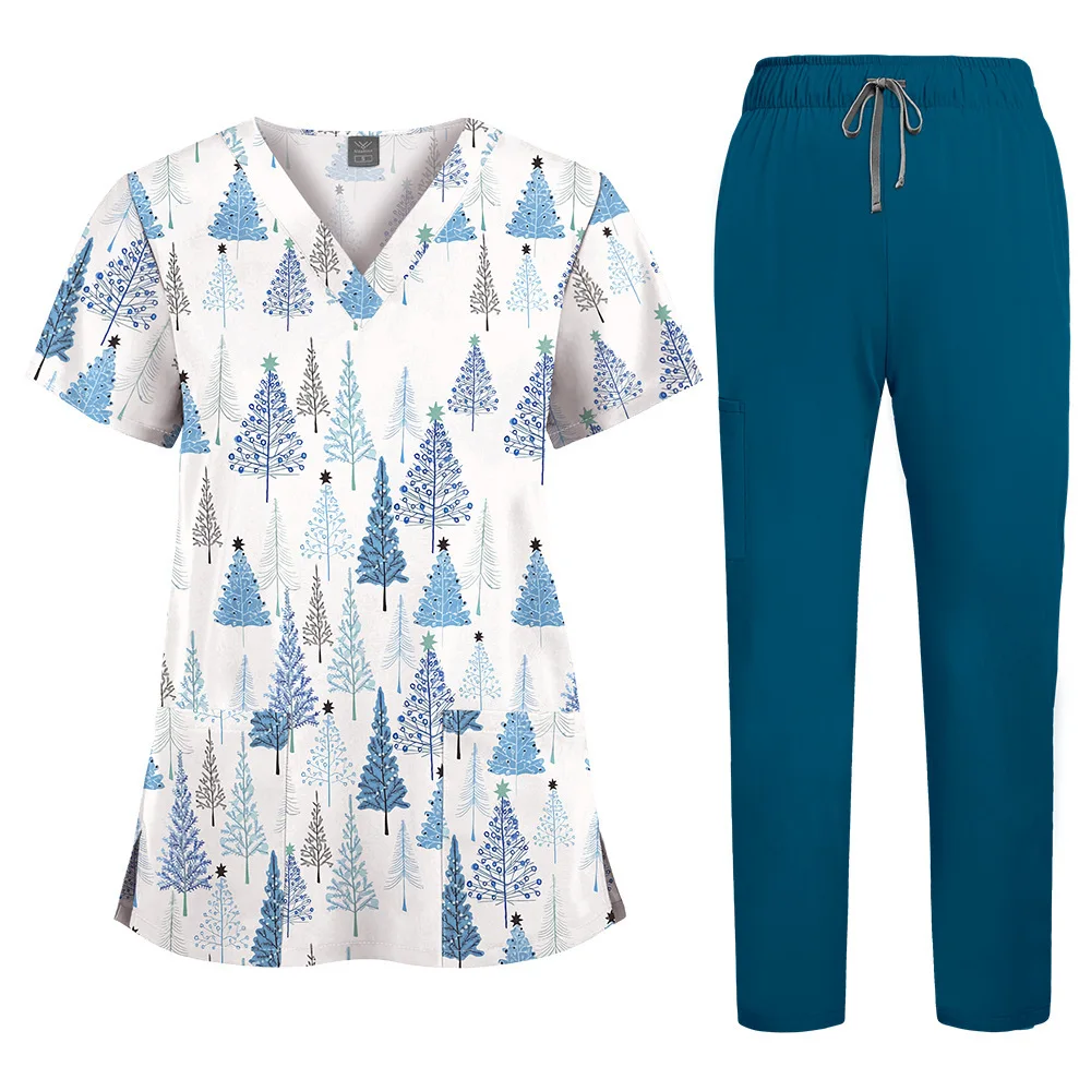 Set stampato elastico ad asciugatura rapida medico ospedaliero infermiera casual sciolto taglie forti vestiti per lavare le mani per uomini e donne