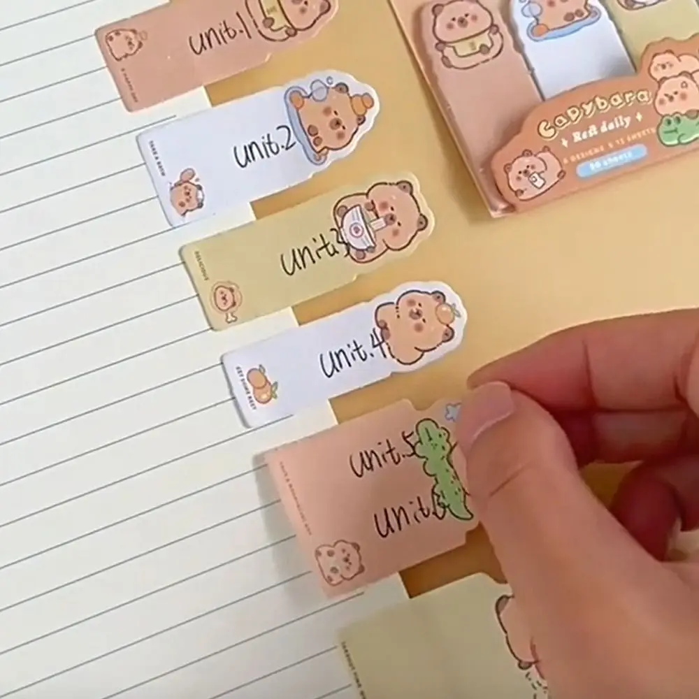 Kawaii Letter Capybara Index Tabs 90 Sheets Multifunction Cartoon Sticky Notes Paper Stationery Multi-purpose Memo Pad Diary