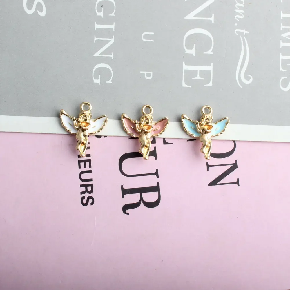 10pcs Not Cute Angel Enamel Charms Pendants Jewelry Making Handmade Craft Wholesale