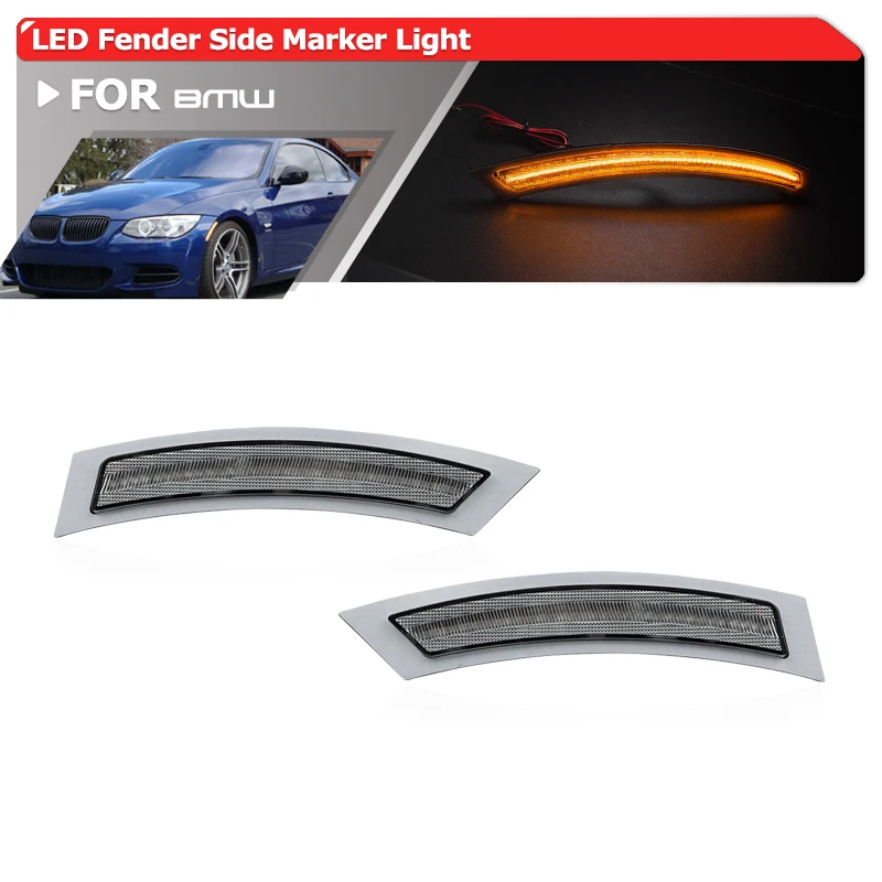 2x For BMW 3 Series E92 E93 Convertible Coupe 328i 335i 328i 335i 2007-2013 Led Side Marker Light Auto Front Fender Flare Lamp