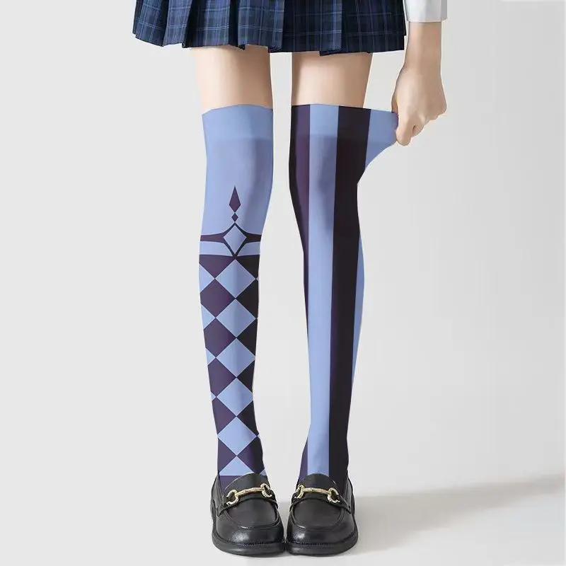 Game Heroin Gwen LOL Cosplay Striped Stocking Thigh High Socks Lolita Sweet Over knee Stockings role play socks costume