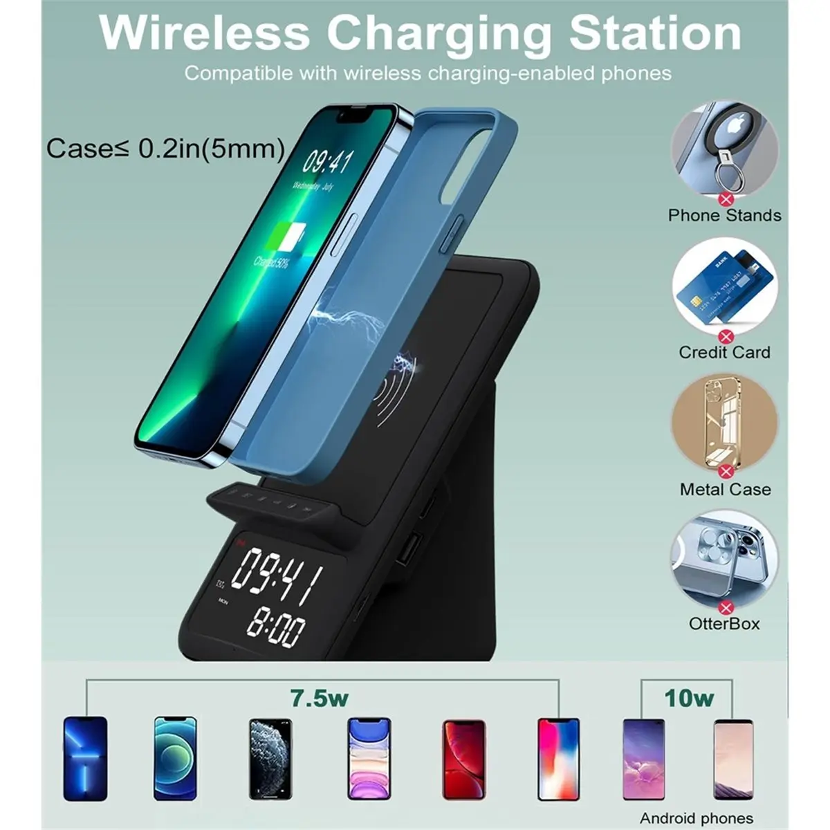 

* Беспроводная зарядная станция AAA90P с динамиком Bluetooth и будильником, беспроводное зарядное устройство для IPhone, телефонов Android