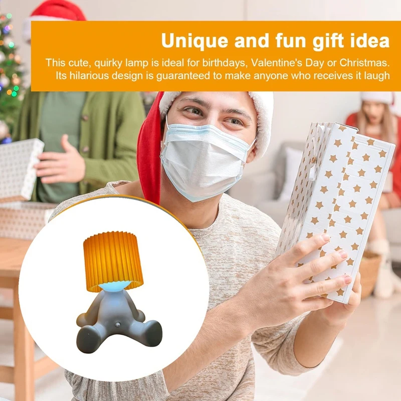 Een kleine verlegen man lamp, bescheiden Mike ondeugende nachtlamp verlegen jongen nachtlampje, witte cadeaus voor volwassenen, jongen bureaulamp