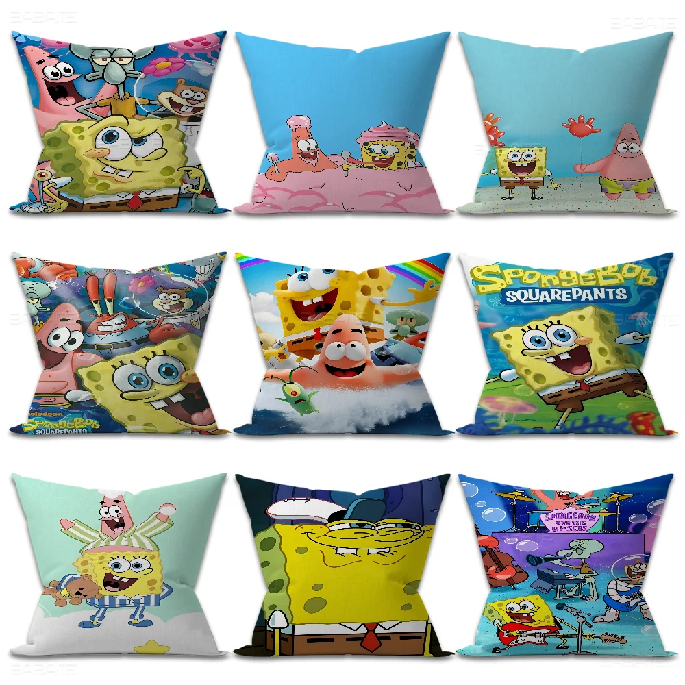 

Spongebob Pillow Covers Cartoon Sofa Decorative Home Double-sided Printing Short Plush Cute Cushion Cover