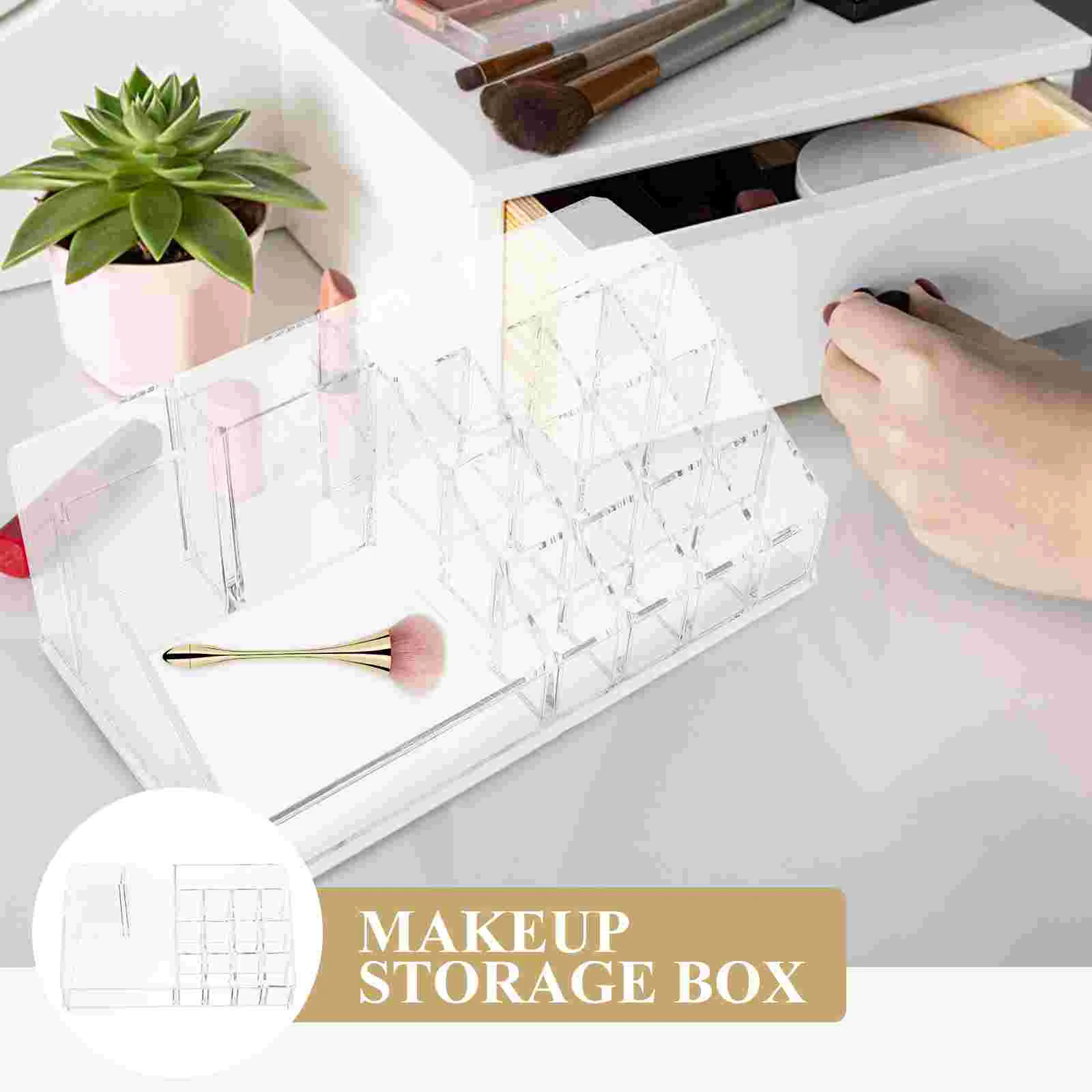 Makeup Storage Box Holders and Organizers Vanity Lipgloss Lipstick Skin Care Brush for Portable Acrylic