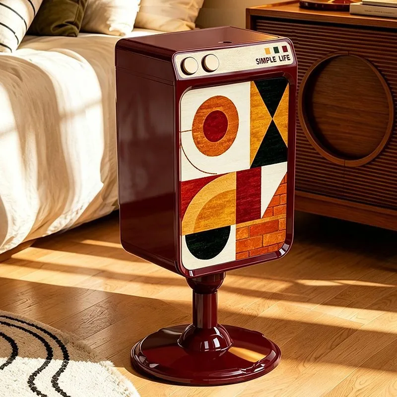 Luxury Retro Waste Bins Press Top Lid Living Room Waste Bins Simple Wheel Waste Bin Artistic Household Cleaning Merchandises