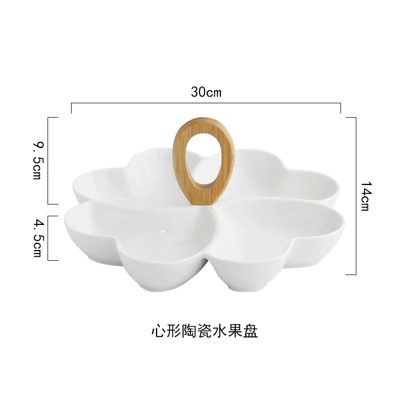 Japanese Ceramics White Living Room Household Fruit Dessert Dried Dim Sum Candy Dish Snack Platter Restaurant Banquet