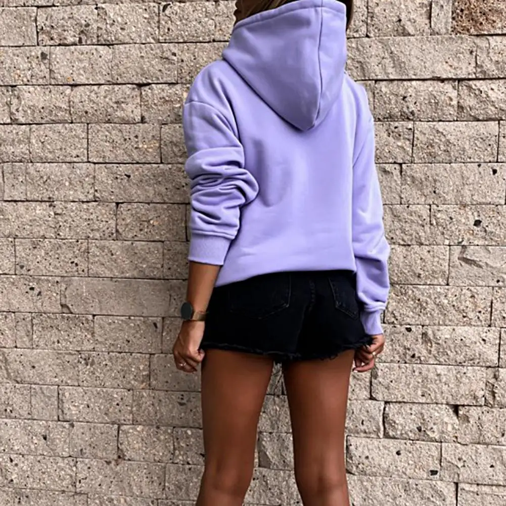 

Women Hoodie Front Pocket Lady Sweatshirt Women Casual Hoodie Solid Color Sweatshirt