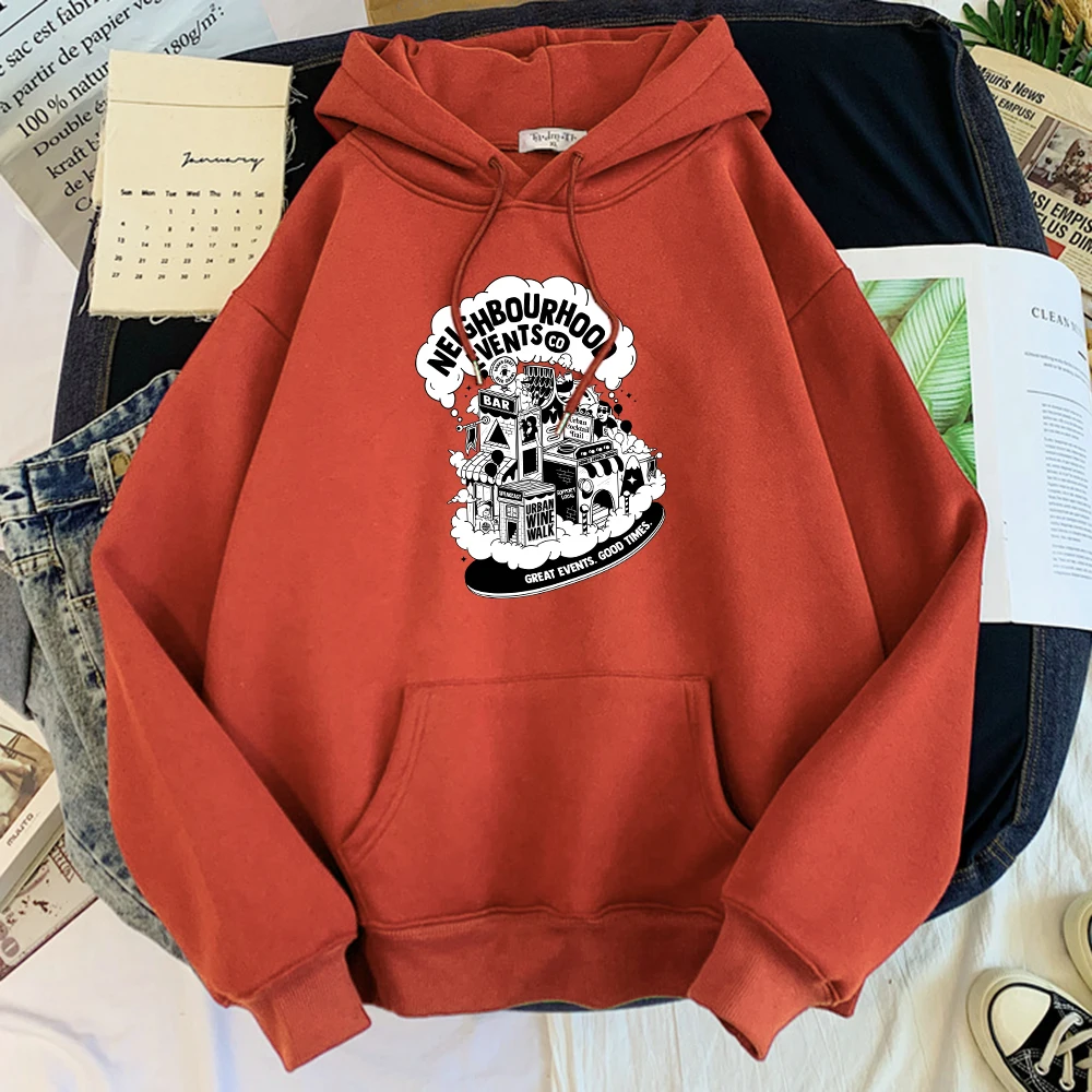 Hot Sale Neighbourhood Events Co Graffiti Print Male Hoodie Warm Brand Clothing Comfortable Casual Hoody Plus Size Mens Hoodies