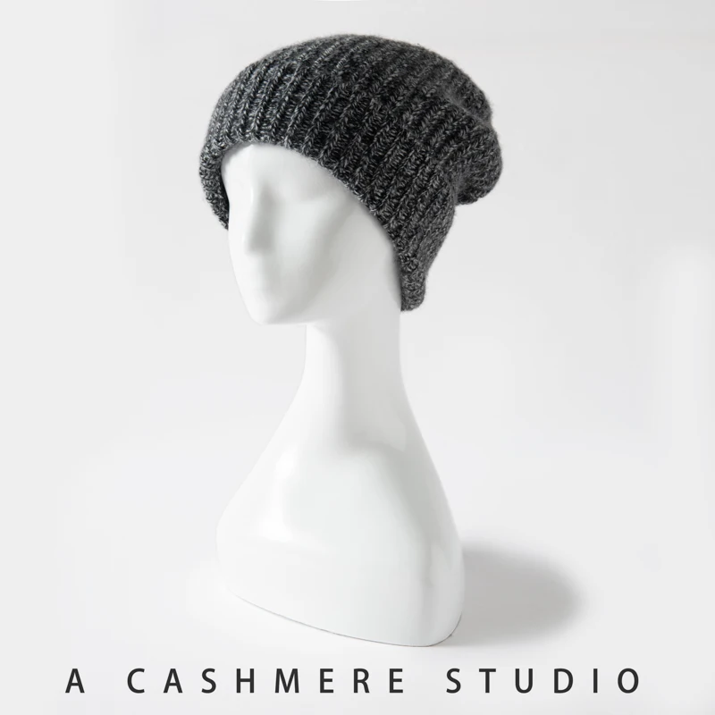 High-Quality Men's and Women's 100 Cashmere Beanie Hats Thickened and Warm Winter Unisex Flanging Hats Trend Yarn Christmas Hats - image 6