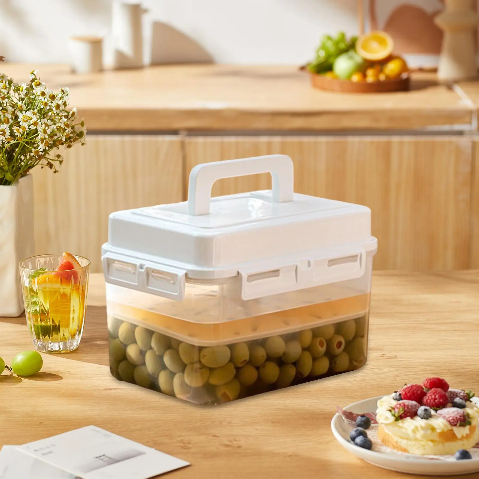 

Kimchi Sauerkraut Container Leakproof Airtight Pickle Storage Container Pickle Jar for Travel Countertop Camping Pantry Kitchen