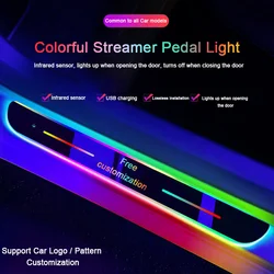 4pcs Customized Car Glows Welcome Door Sill Strip Light Threshold Lamp Welcome Scuff Plate Pedal Light Ambient Light illuminated