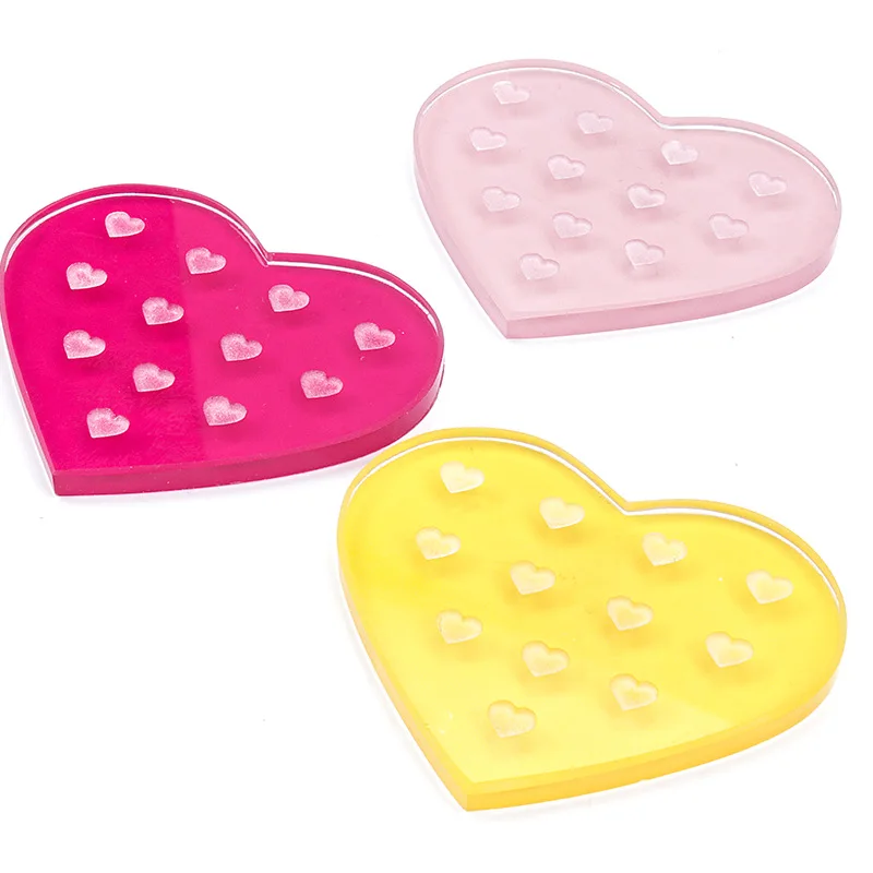 1Pc Heart Shaped Glass False Eyelash Stand Glue Holder Pad Eyelashes Extension Adhesive Pallet Paste Glue Pad Makeup Supplies