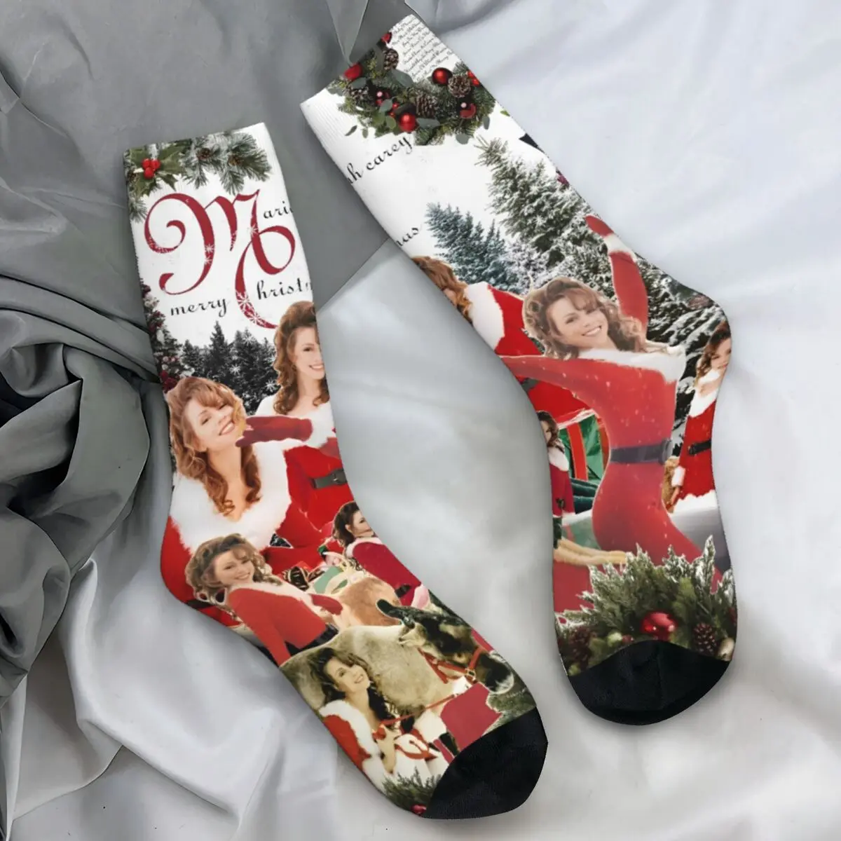 Christmas Mariah Singer Stockings Adults Men Xams Carey Socks Quality Retro Socks Autumn Outdoor Sports Anti Slip Socks Present