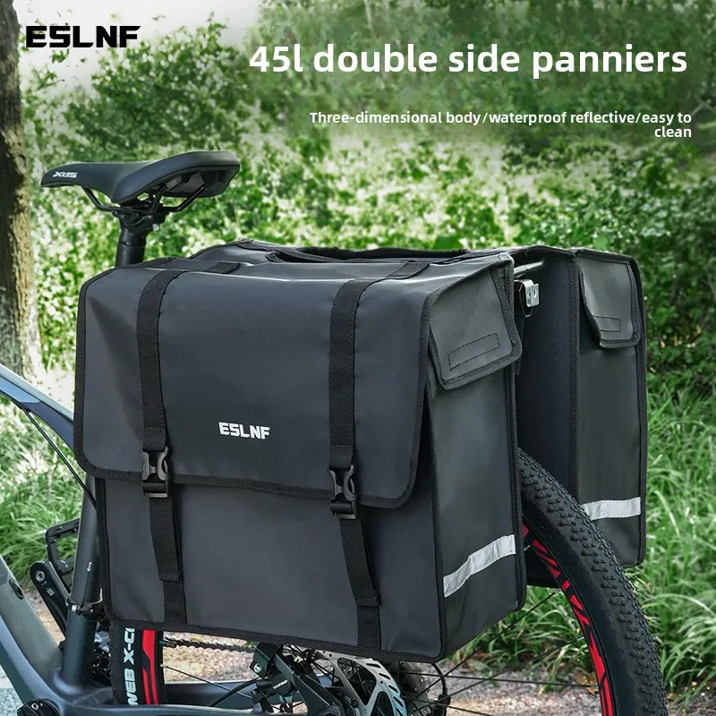 MTB Bicycle 45L Large Capacity Bag Rear Rack Bike Trunk Bag Luggage Pannier Back Seat Double Side Cycling Bycicle Travel Bag