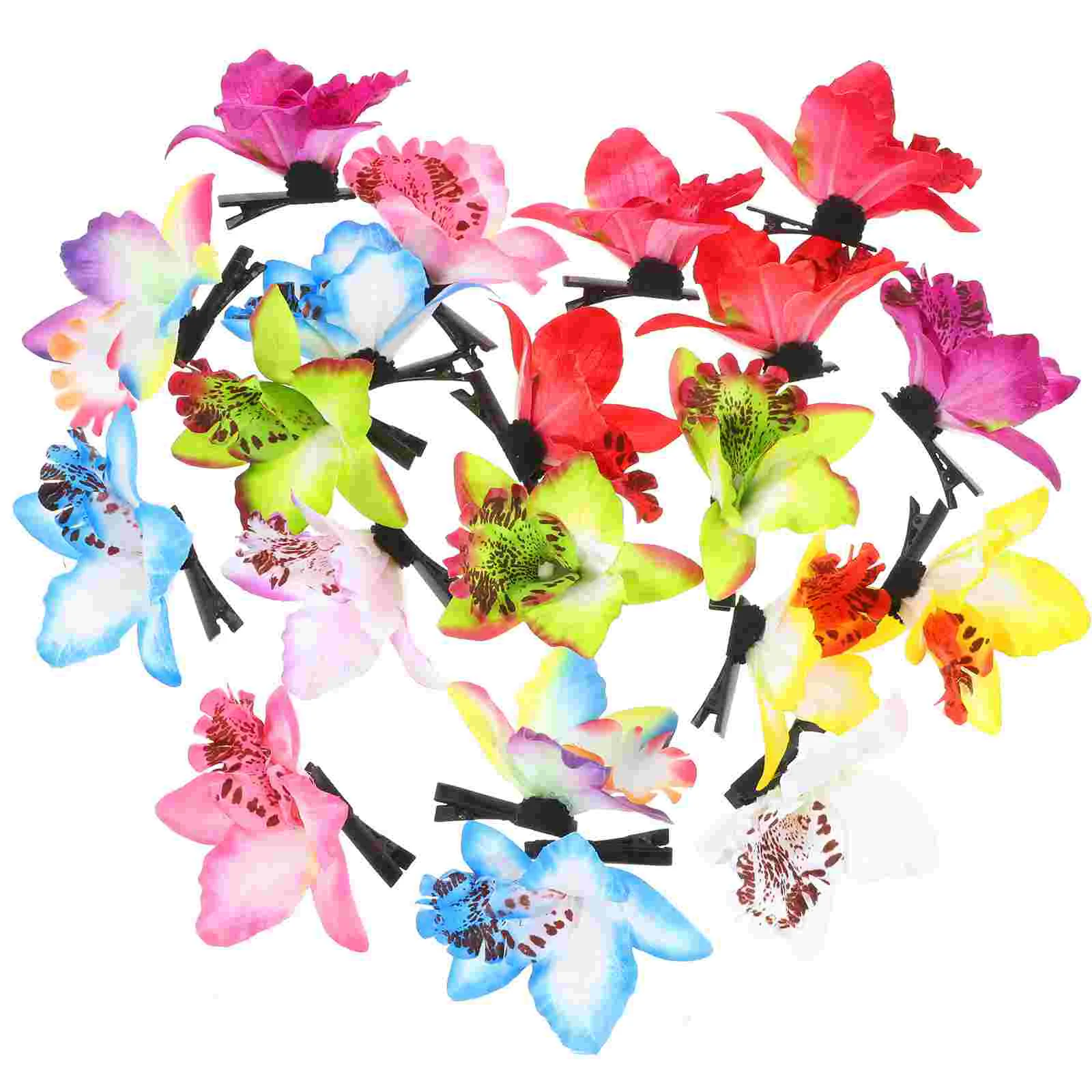 

20 Pcs Artificial Flower Headdress Orchids Luau Hair Clip Tropical Clips Girl Miss