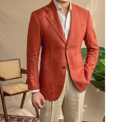 Custom Casual Summer Linen Male Blazer Hombre High Quality Slim Fit Elegante Jacket for Wedding Prom Business Jaqueta Masculina