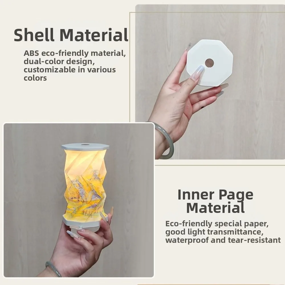 Portable Folding Table Lamp Dimmable Rechargeable Foldable Desk Light Home Decor Paper Lantern Night Light Bedroom Living Room