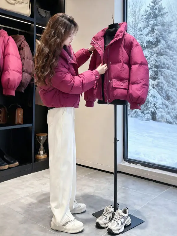 

Стильная короткая свободная хлопковая куртка в нежном корейском стиле, модная весенняя верхняя одежда для женщин, утепленная, с длинными рукавами, на молнии