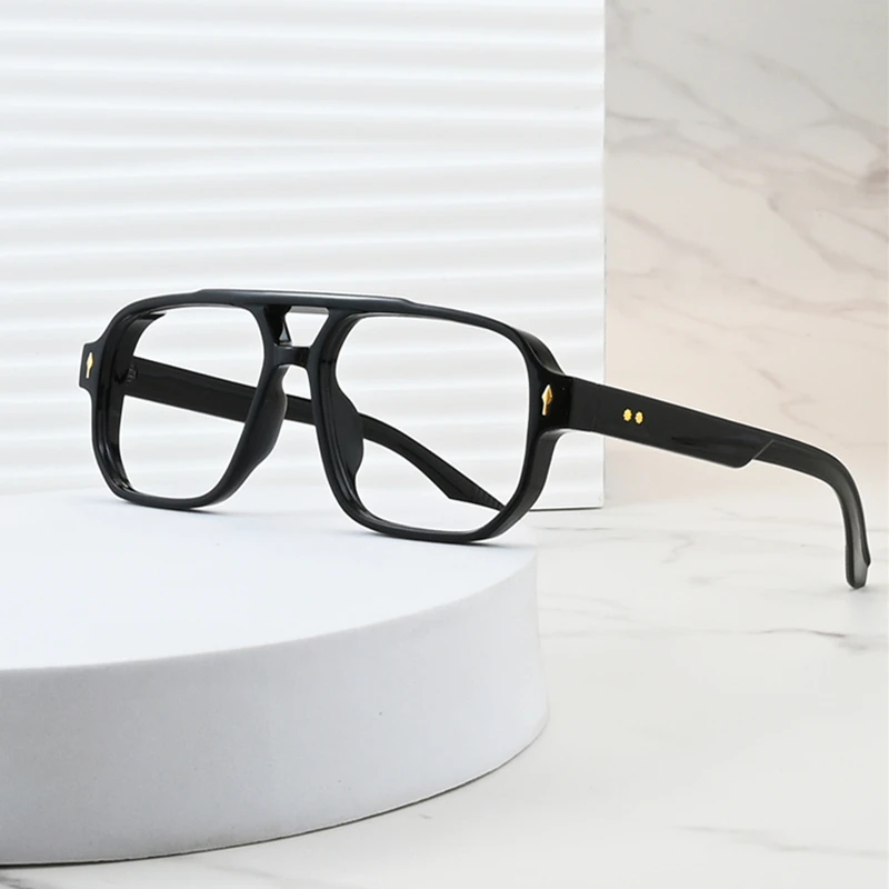 

Двойные мосты, анти-синий свет, квадратная оправа для очков в стиле ретро, модная тенденция, мужская и женская повседневная оптическая оправа для очков 77118