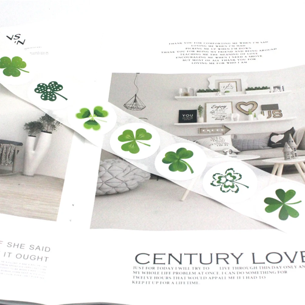 

500 Pcs Clover Stickers Shamrock Patricks Day Sealing Decorative Label Festival Home Self-adhesive
