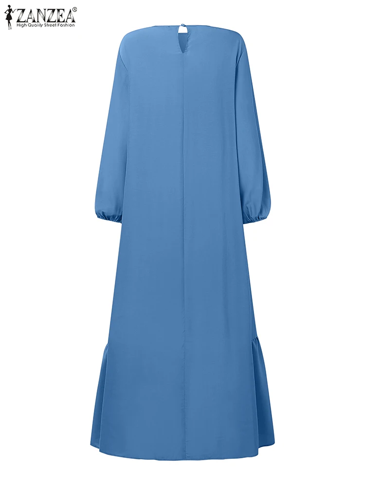 2025 femmes automne à manches longues Maxi Robe d'été ZANZEA musulman Hijab robes Abaya Robe islamique robes Eid Mubarek Maxi Robe longue