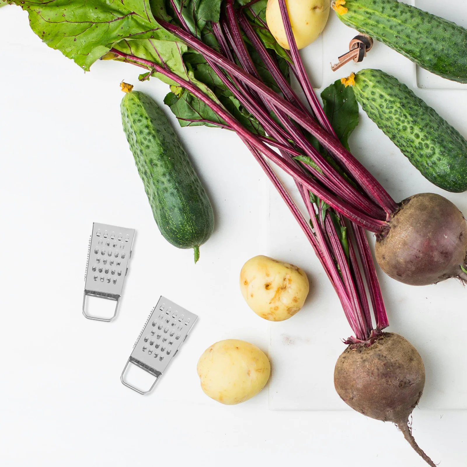 

2Pcs Mini Stainless Steel Cheese Grater Four Sided Compact Multifunctional Kitchen Shredder Vegetable Potato Carrot Zester