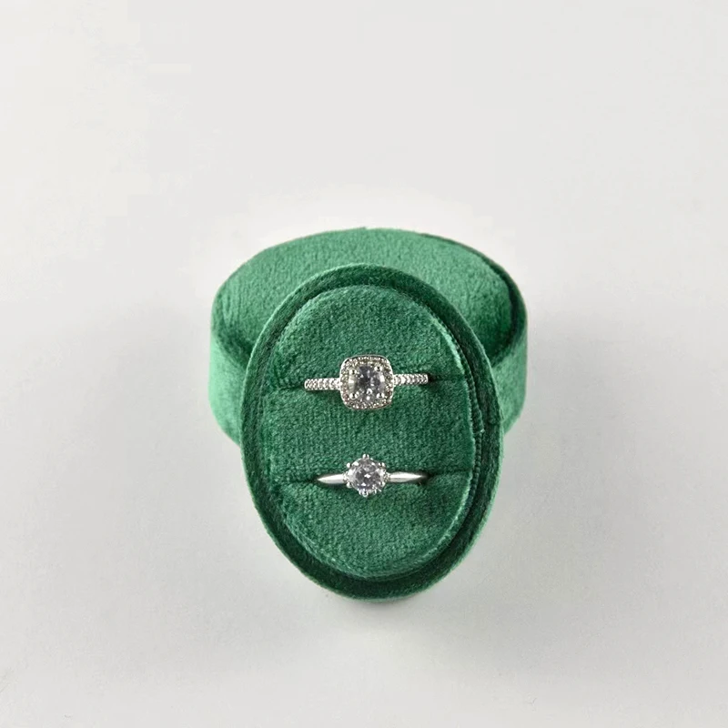 Multi-Colors Oval Ring Box Luxury Jewelry Packaging Display Wedding Rings Holder Earrings Holder