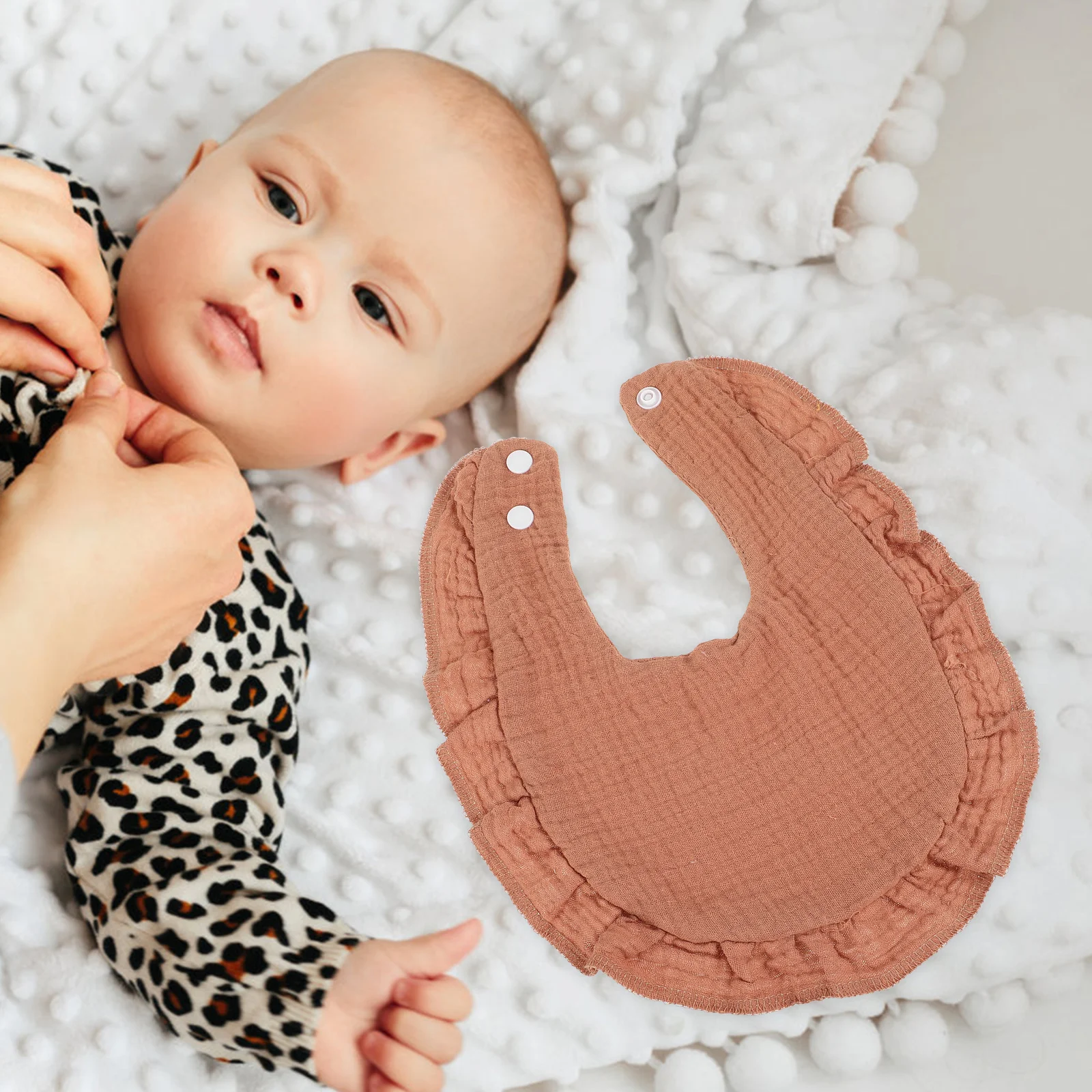 4 قطعة المرايل القطنية الشاش حافة لعابه الماسك باندانا للطفل فتاة صبي 100% القطن الخالص لينة قابل للغسل الصلبة الأبيض الدانتيل تقليم