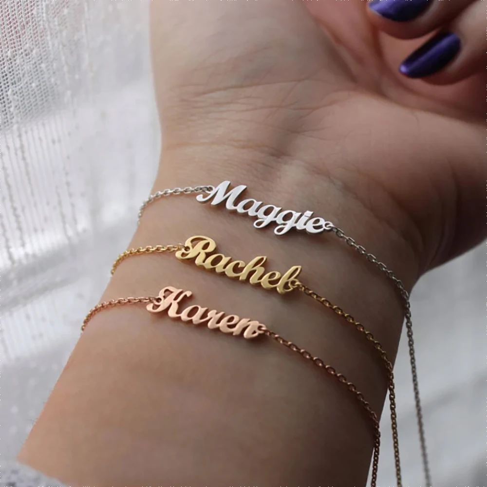 Gepersonaliseerde Mode Prachtige Armband, Roestvrij Staal Metalen Aangepaste Naam Armband, Eenvoudige Sieraden, Geschenken Voor Vrienden, Vrouwen